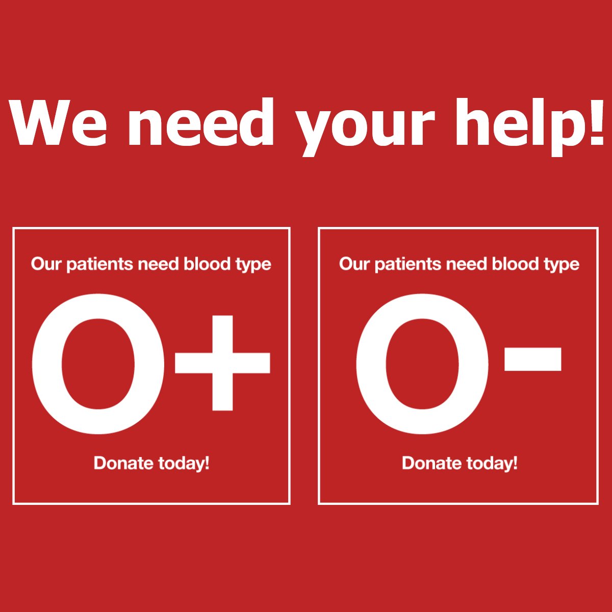 Urgent Need for O+ and O- Blood at Dr. D. Orlando Smith Hospital