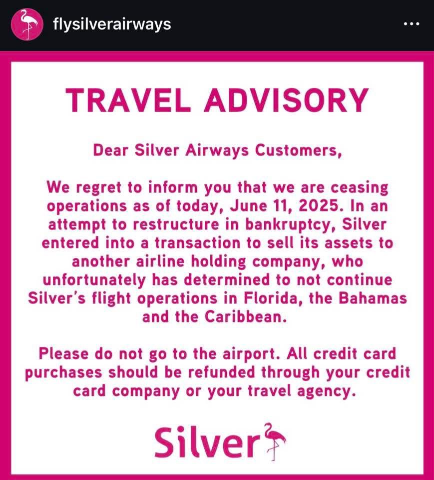 Silver Airways Ceases Operations, Impacting BVI Travelers and Employees