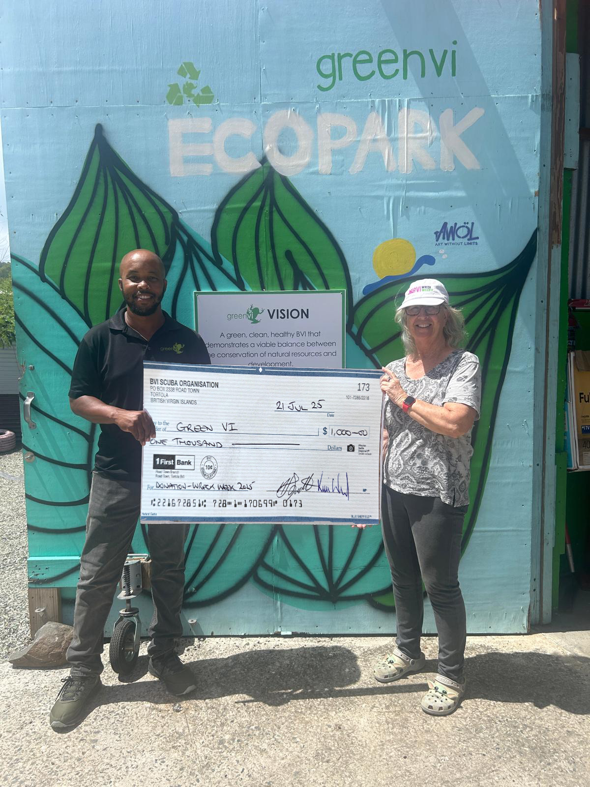 BVI Wreck Week Donates to Green VI
