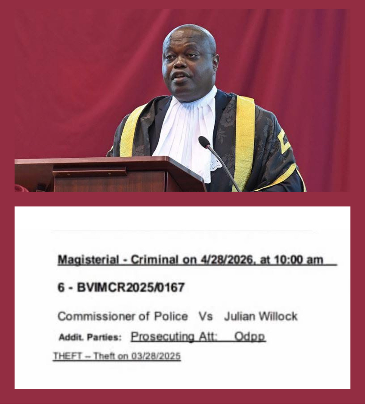 Former Speaker of the HOA Julian Willock Facing Theft Charges