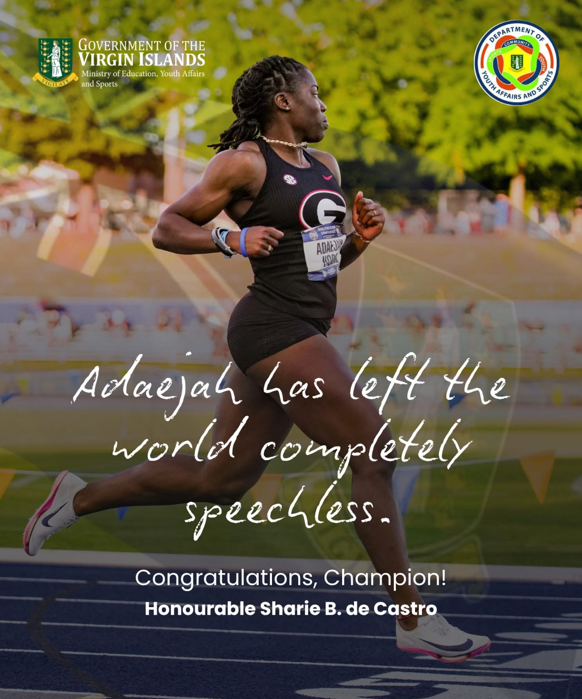 Education Minister Hails Adaejah Hodge’s Historic Sprinting Feat