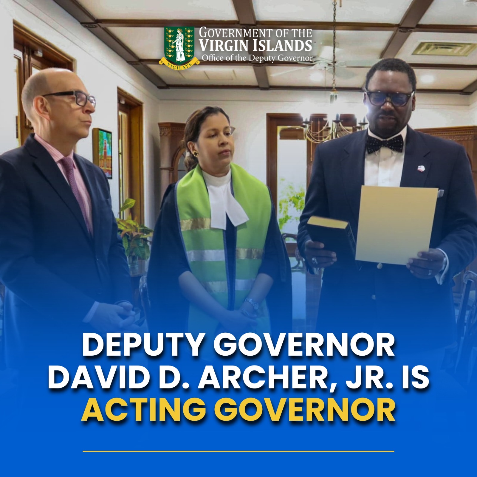 Deputy Governor David Archer Jr. Sworn in as Acting Governor