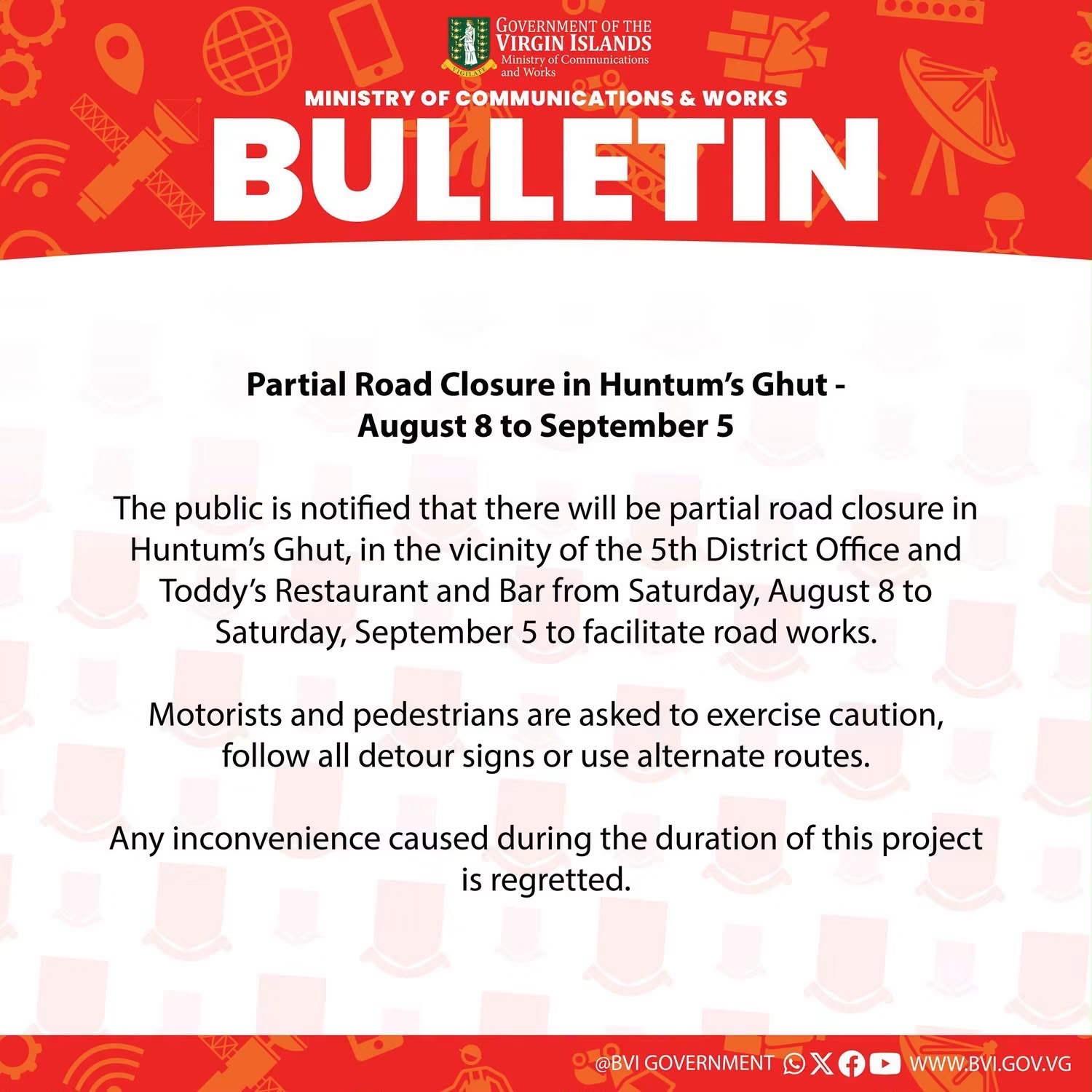 Partial Road Closure Announced for Huntum’s Ghut Road Works