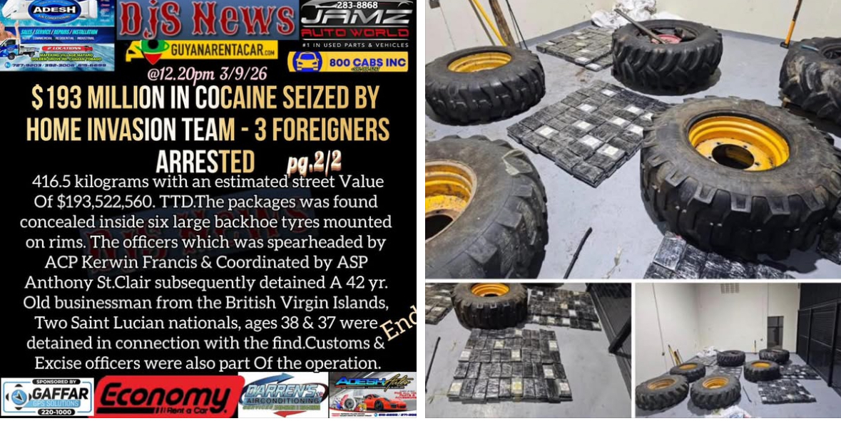 BVI Businessman Held in $193M Cocaine Bust in Trinidad